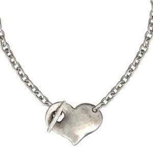 Danon Silver Plated Chunky Toggle Heart Chain Necklace